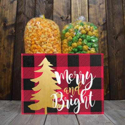 Buffalo Plaid Merry and Bright Popcorn Gift Box
