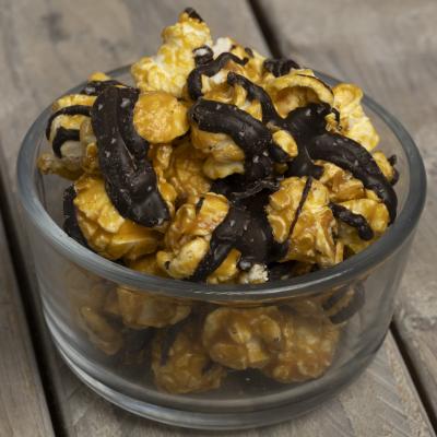 Dark Chocolate Sea Salt Caramel Drizzle Popcorn