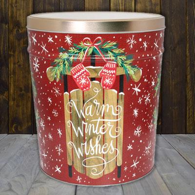 Warm Winter Wishes 3.5 Gallon Popcorn Tin