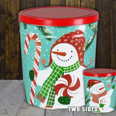 Peppermint Snowman 3.5 Gallon Popcorn Tin